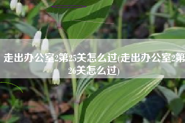 走出办公室2第25关怎么过(走出办公室2第26关怎么过)