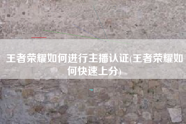 王者荣耀如何进行主播认证(王者荣耀如何快速上分)