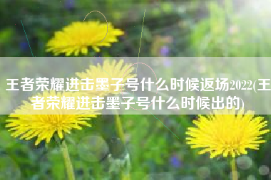 王者荣耀进击墨子号什么时候返场2022(王者荣耀进击墨子号什么时候出的)