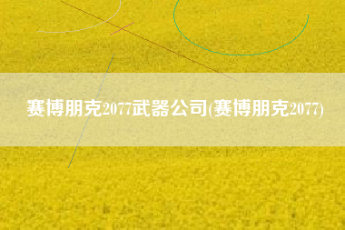 赛博朋克2077武器公司(赛博朋克2077)