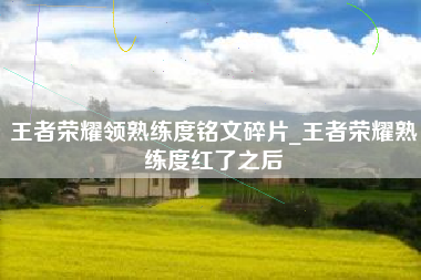 王者荣耀领熟练度铭文碎片_王者荣耀熟练度红了之后