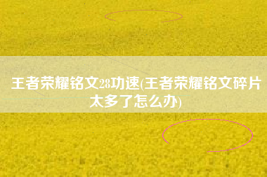 王者荣耀铭文28功速(王者荣耀铭文碎片太多了怎么办)
