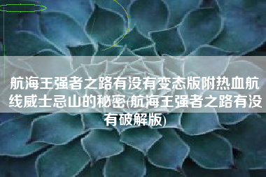 航海王强者之路有没有变态版附热血航线威士忌山的秘密(航海王强者之路有没有破解版)