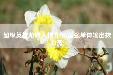 超级英雄游戏人物介绍(最强单体输出拔刀斋)