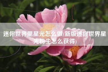 迷你世界里星光怎么做(新版迷你世界星光粉尘怎么获得)