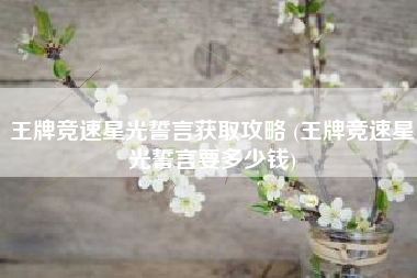 王牌竞速星光誓言获取攻略 (王牌竞速星光誓言要多少钱)