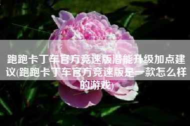 跑跑卡丁车官方竞速版潜能升级加点建议(跑跑卡丁车官方竞速版是一款怎么样的游戏)