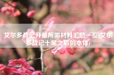 艾尔多战记升星所需材料汇总一览(艾尔多战记十星之后的本体)