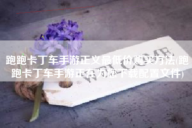 跑跑卡丁车手游正义最低价购买方法(跑跑卡丁车手游正在为您下载配置文件)