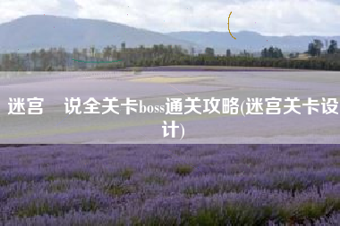 迷宫伝说全关卡boss通关攻略(迷宫关卡设计)