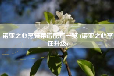 诺亚之心烹饪菜谱配方一览 (诺亚之心烹饪升级)