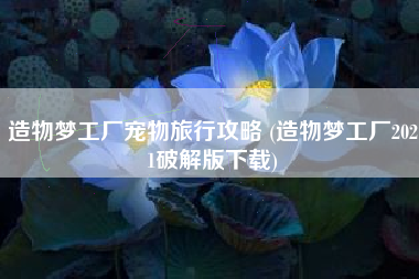 造物梦工厂宠物旅行攻略 (造物梦工厂2021破解版下载)