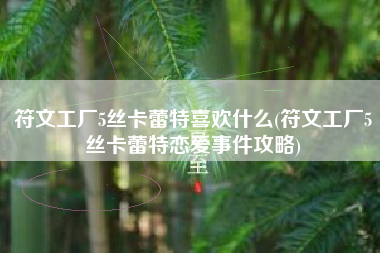 符文工厂5丝卡蕾特喜欢什么(符文工厂5丝卡蕾特恋爱事件攻略)
