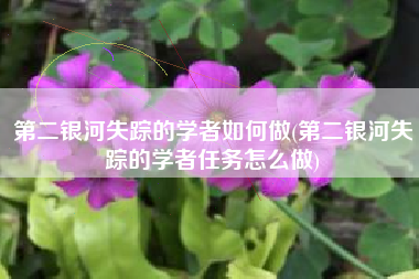 第二银河失踪的学者如何做(第二银河失踪的学者任务怎么做)