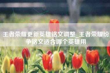 王者荣耀更新英雄铭文调整_王者荣耀纷争铭文适合哪个英雄用