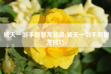 破天一剑手游磐龙装备(破天一剑手游磐龙技巧)