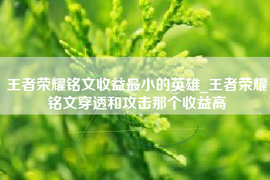 王者荣耀铭文收益最小的英雄_王者荣耀铭文穿透和攻击那个收益高