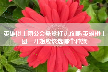 英雄棋士团公会悬赏打法攻略(英雄棋士团一开始应该选哪个种族)