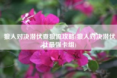 狼人对决潜伏查狼流攻略(狼人对决潜伏社最强卡组)