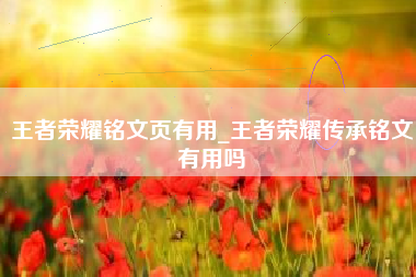 王者荣耀铭文页有用_王者荣耀传承铭文有用吗