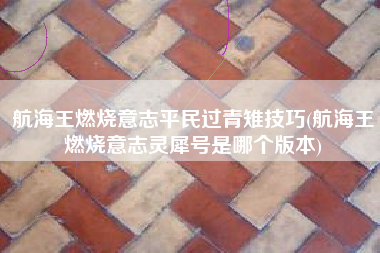 航海王燃烧意志平民过青雉技巧(航海王燃烧意志灵犀号是哪个版本)