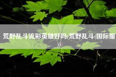 荒野乱斗流彩英雄好吗(荒野乱斗(国际服))