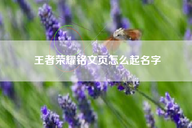 王者荣耀铭文页怎么起名字