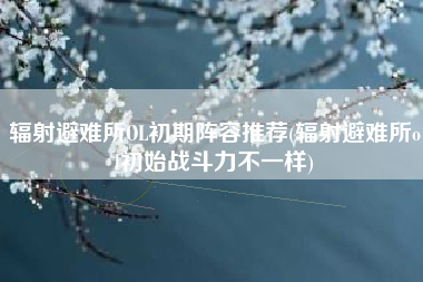 辐射避难所OL初期阵容推荐(辐射避难所ol初始战斗力不一样)