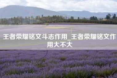 王者荣耀铭文斗志作用_王者荣耀铭文作用大不大