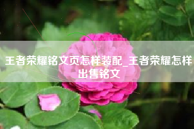 王者荣耀铭文页怎样装配_王者荣耀怎样出售铭文