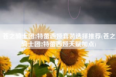 苍之骑士团2特蕾西娅套装选择推荐(苍之骑士团2特蕾西娅天赋加点)