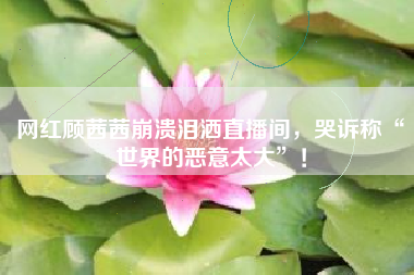 网红顾茜茜崩溃泪洒直播间，哭诉称“世界的恶意太大”！