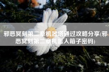邪恶冥刻第二章机器塔通过攻略分享(邪恶冥刻第二章机器人箱子密码)