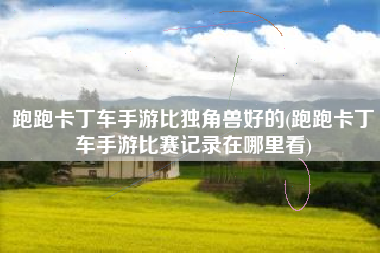 跑跑卡丁车手游比独角兽好的(跑跑卡丁车手游比赛记录在哪里看)