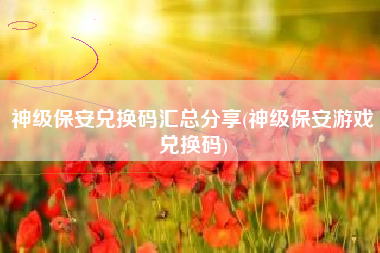神级保安兑换码汇总分享(神级保安游戏兑换码)