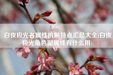 白夜极光各属性机制特点汇总大全(白夜极光角色副属性有什么用)