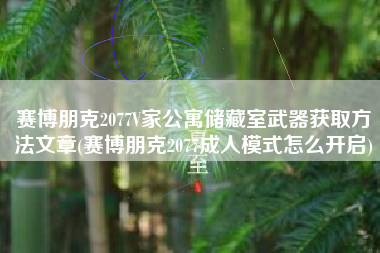 赛博朋克2077V家公寓储藏室武器获取方法文章(赛博朋克2077成人模式怎么开启)