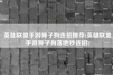 英雄联盟手游狮子狗连招推荐(英雄联盟手游狮子狗落地秒连招)