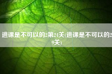 逃课是不可以的2第24关(逃课是不可以的29关)