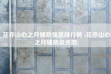 花亦山心之月辅助强度排行榜 (花亦山心之月辅助宣连隐)