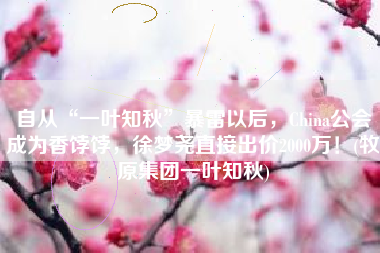 自从“一叶知秋”暴雷以后，China公会成为香饽饽，徐梦尧直接出价2000万！(牧原集团一叶知秋)