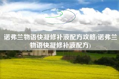 诺弗兰物语快凝修补液配方攻略(诺弗兰物语快凝修补液配方)