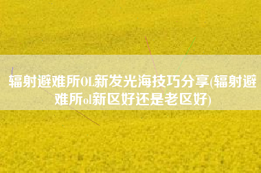 辐射避难所OL新发光海技巧分享(辐射避难所ol新区好还是老区好)