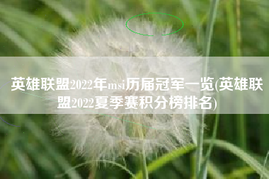 英雄联盟2022年msi历届冠军一览(英雄联盟2022夏季赛积分榜排名)