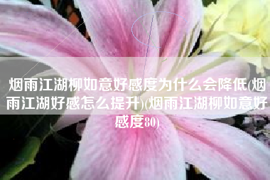 烟雨江湖柳如意好感度为什么会降低(烟雨江湖好感怎么提升)(烟雨江湖柳如意好感度80)