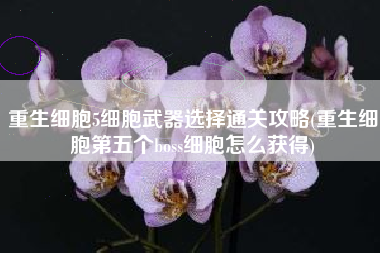重生细胞5细胞武器选择通关攻略(重生细胞第五个boss细胞怎么获得)