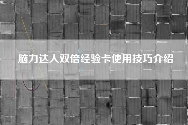 脑力达人双倍经验卡使用技巧介绍