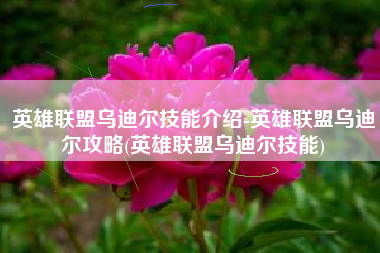 英雄联盟乌迪尔技能介绍-英雄联盟乌迪尔攻略(英雄联盟乌迪尔技能)