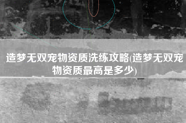 造梦无双宠物资质洗练攻略(造梦无双宠物资质最高是多少)