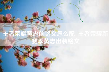 王者荣耀黄忠的铭文怎么配_王者荣耀新赛季黄忠出装铭文